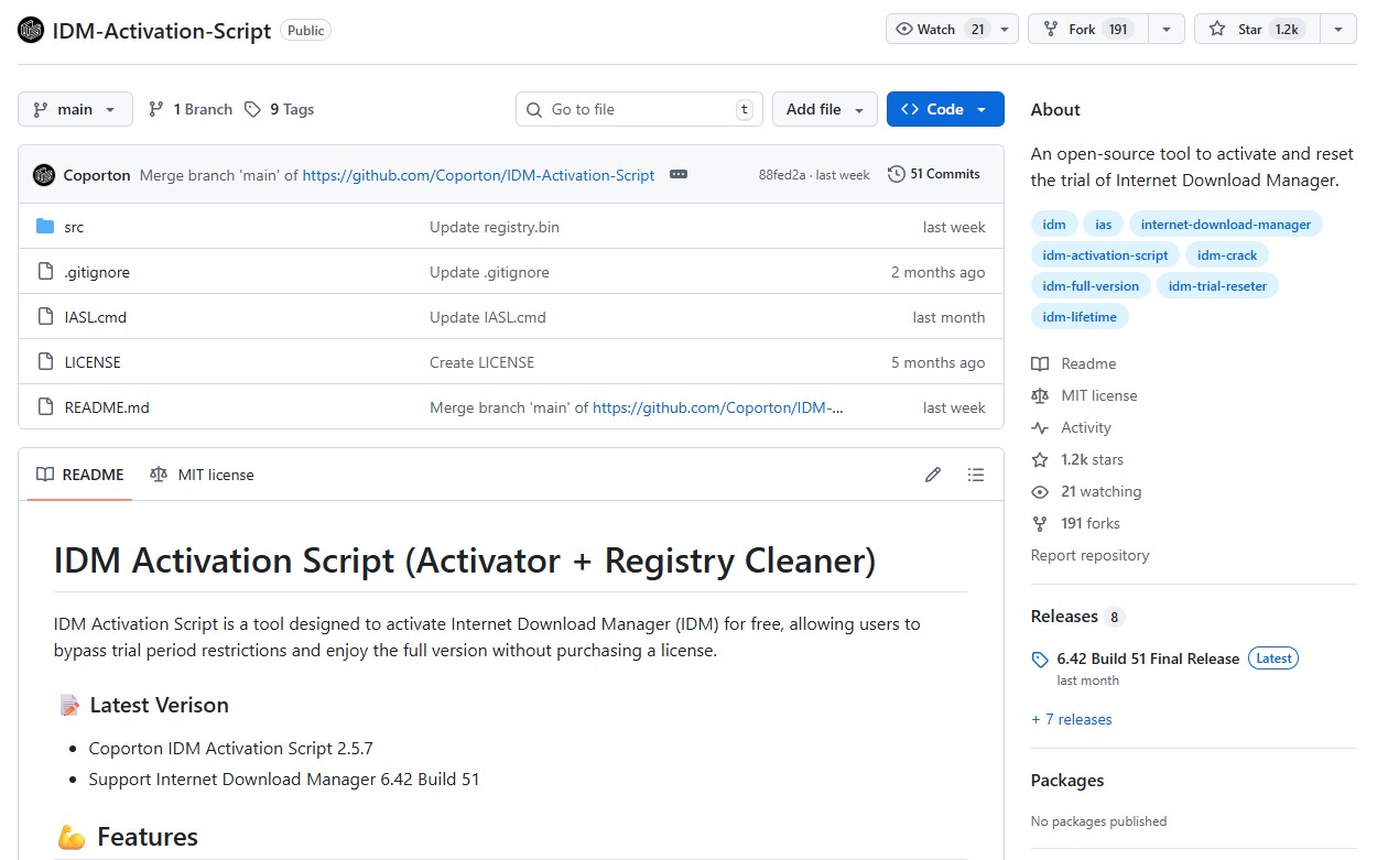 An open-source tool to activate and reset the trial of Internet Download Manager. IDM Activation Script