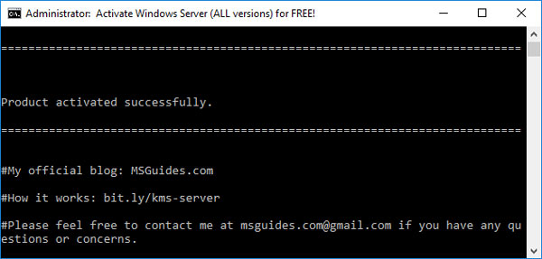 Windows Server is activated successfully Windows Server is activated successfully